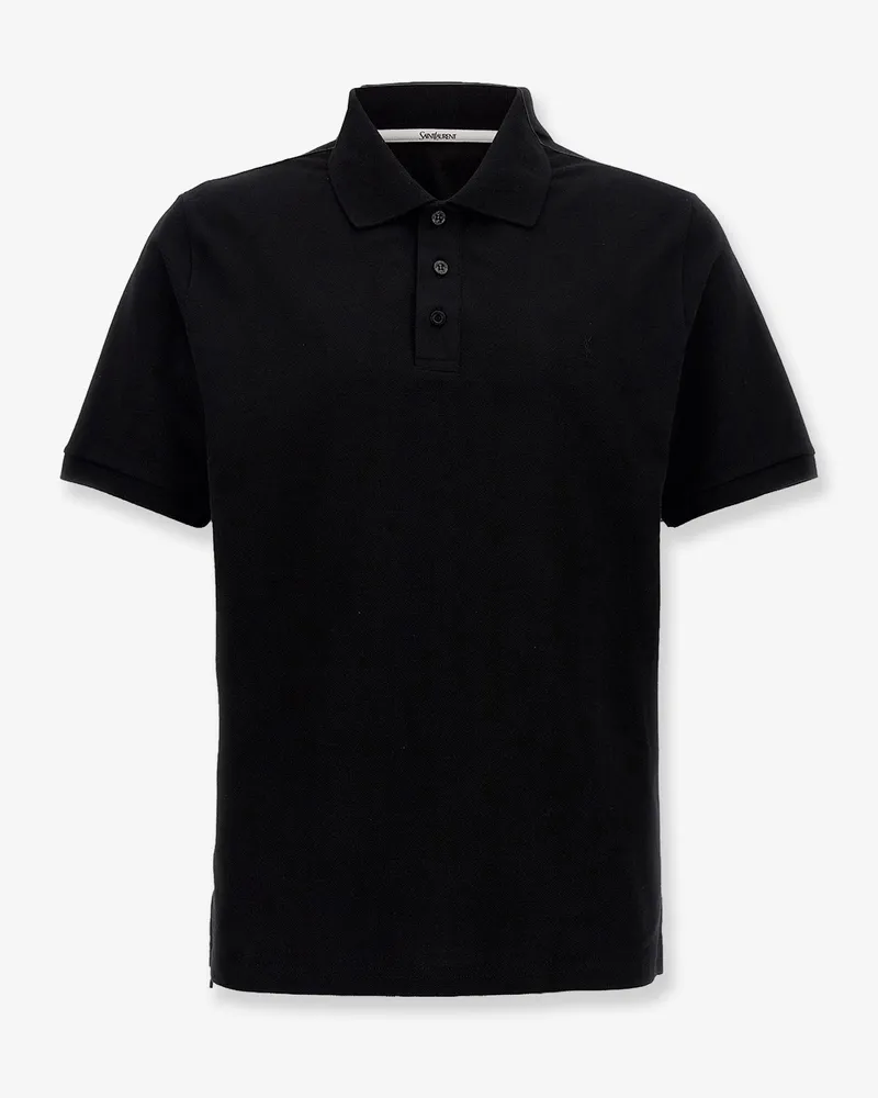 Saint Laurent Cotton blend polo shirt with Cassandre embroidery -  - gender_Man Black