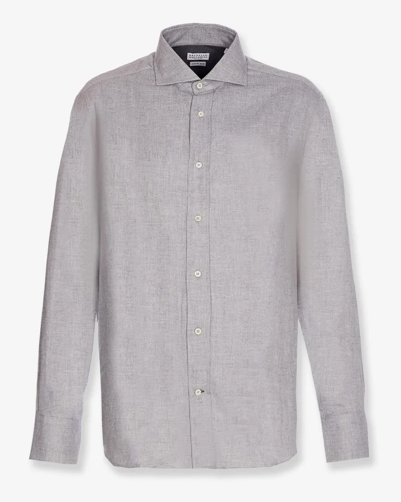 Brunello Cucinelli Cotton blend slim fit shirt -  - gender_Man Grey
