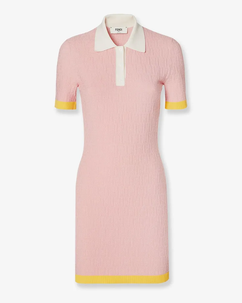 Fendi Cotton and silk blend short dress with all-over FF motif -  - gender_Woman Pink
