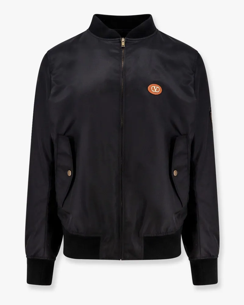 Valentino Garavani Nylon bomber with leather patch and vlogo detail -  - gender_Man Black