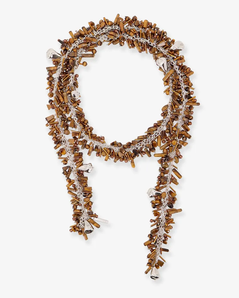 Dries van Noten Embroidered Scarf metal necklace -  - gender_Woman Brown