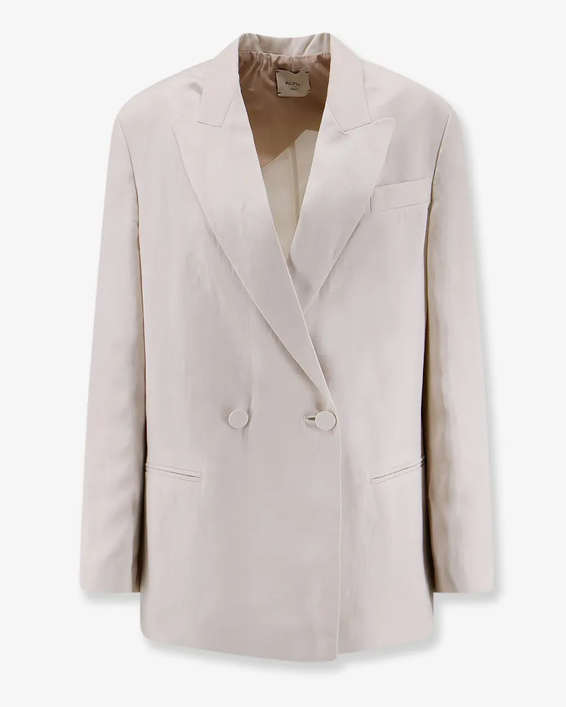 ALYSI Double-breasted lyocell and linen blazer -  - gender_Woman White