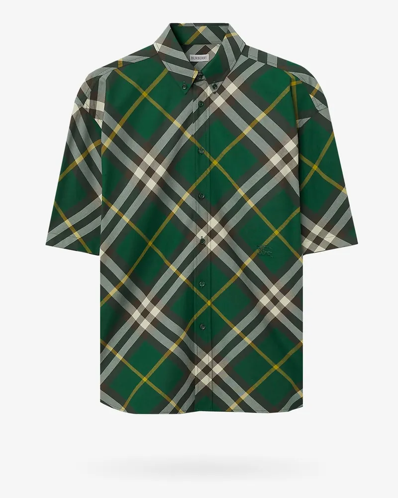 Burberry Cotton shirt with check motif -  - gender_Man Green