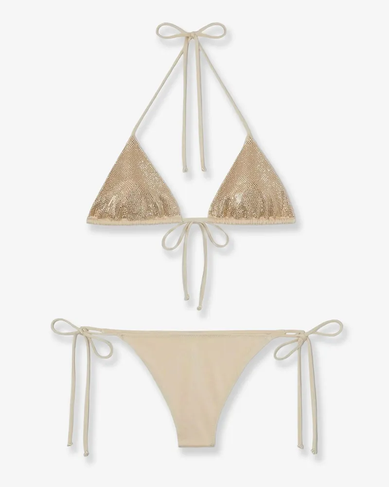 MC2 Saint Barth Maleah bikini in nylon with all-over rhinestone detail -  - gender_Woman Beige