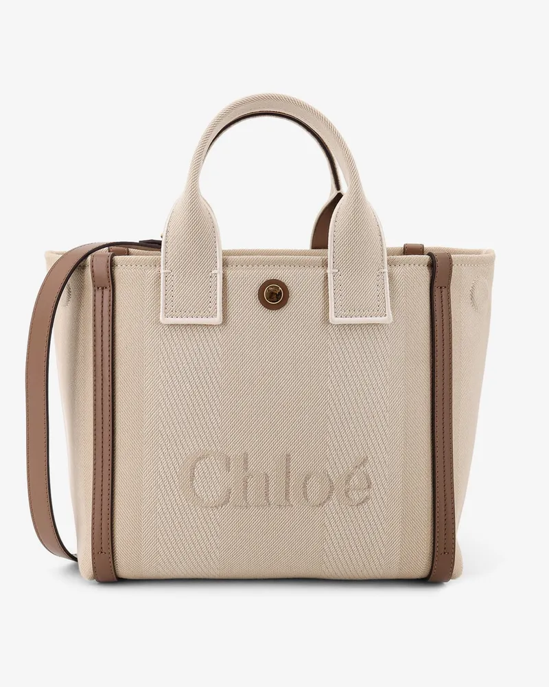 Chloé Chloé Carry canvas shoulder bag with logo embroidery -  - gender_Woman Beige