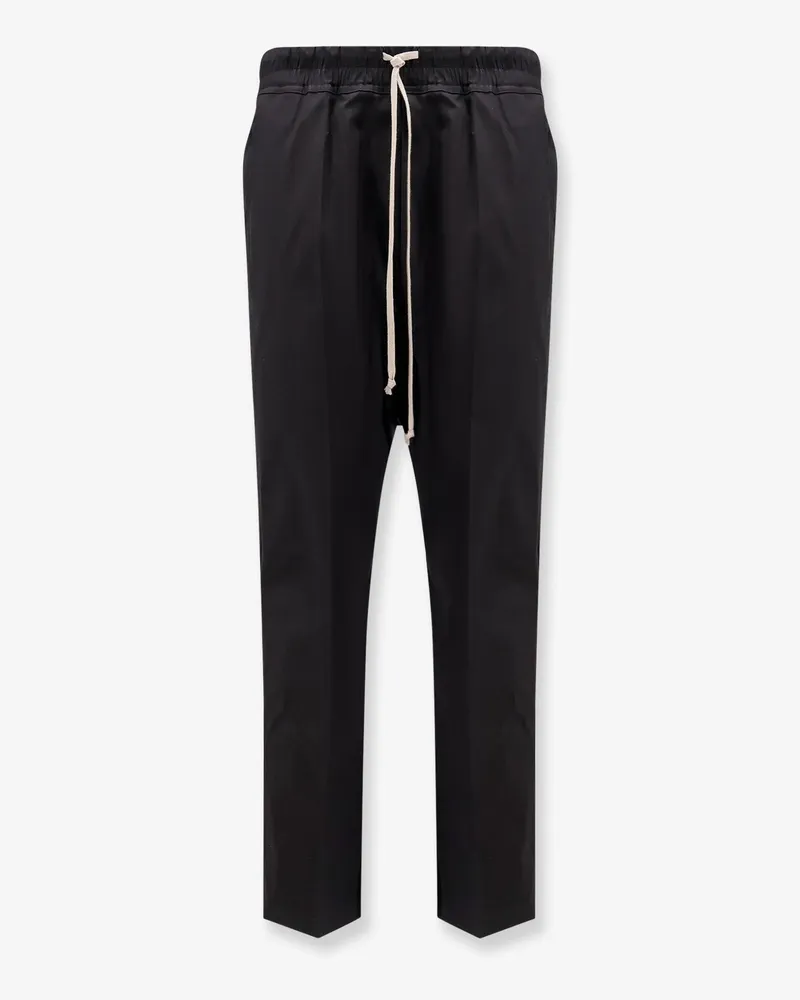 Rick Owens Drawstring Long certified cotton trousers -  - gender_Man Black