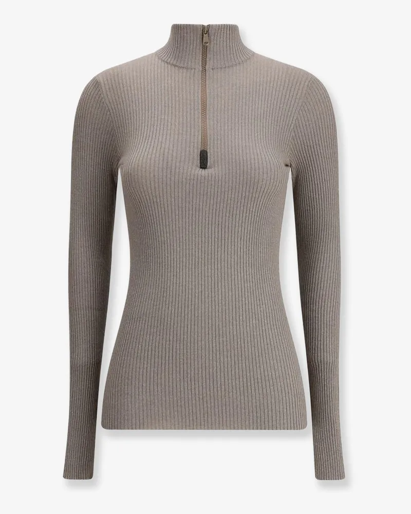 Brunello Cucinelli Cashmere blend turtleneck sweater -  - gender_Woman Beige