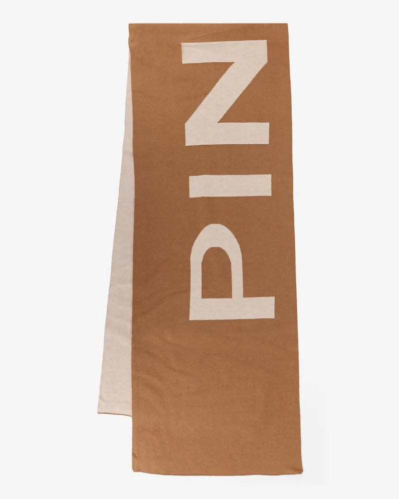 Pinko Merino wool scarf with logo print -  - gender_Woman Beige