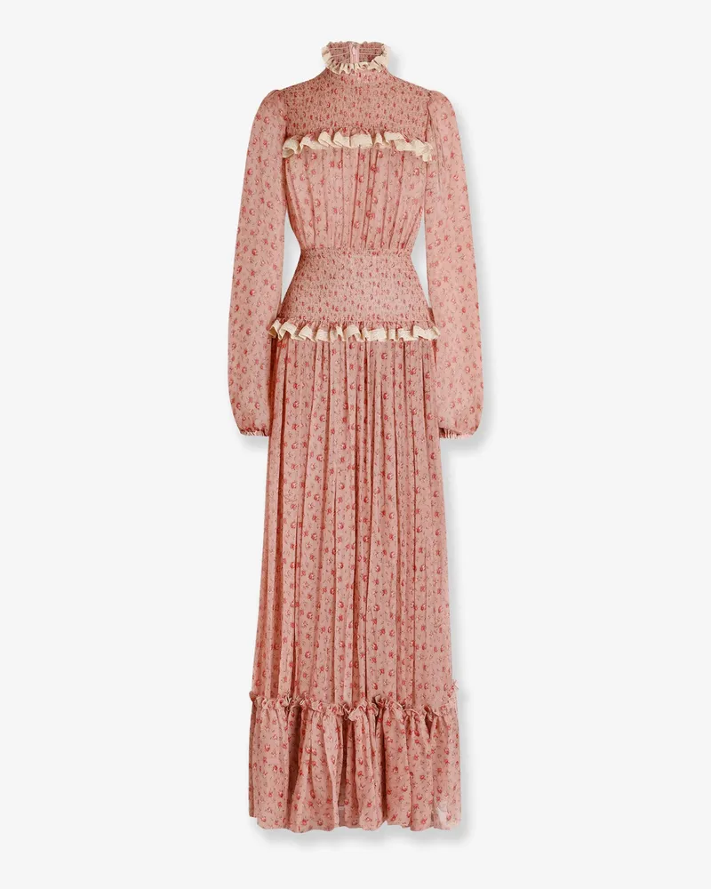 Dolce & Gabbana Chiffon dress with Roselline print -  - gender_Woman Pink