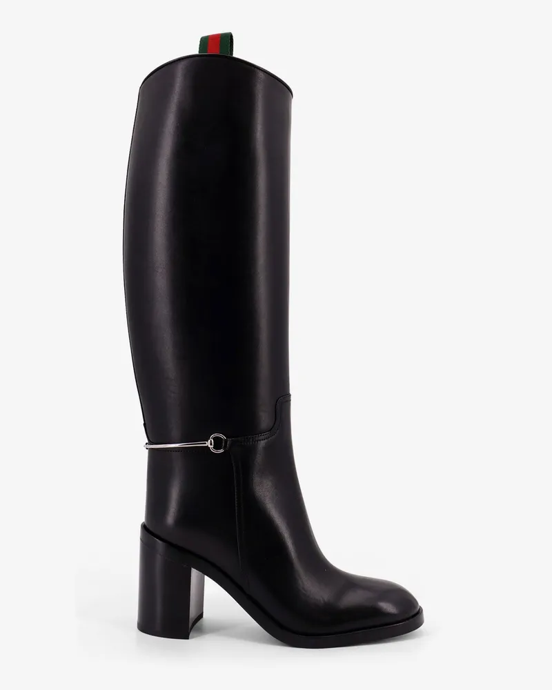 Gucci Leather boots with slim Horsebit detail -  - gender_Woman Black