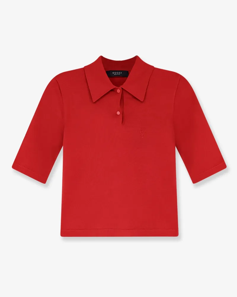 Gucci Fine stretch silk knit polo shirt -  - gender_Woman Red