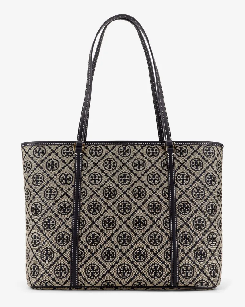Tory Burch T Monogram Small Zip jacquard fabric shopping bag -  - gender_Woman Beige
