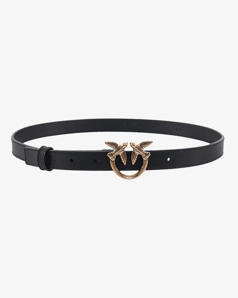 Pinko Love berry leather belt with love birds buckle -  - gender_Woman Black