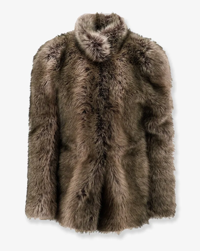 FRANKIE Shop Denia Faux Fur Cinched Jacket -  - gender_Woman Beige