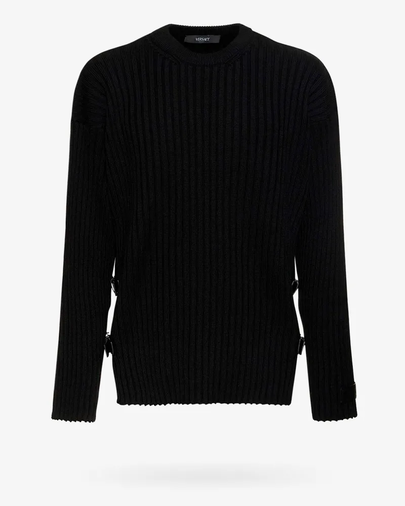 Versace Ribbed wool sweater -  - gender_Man Black