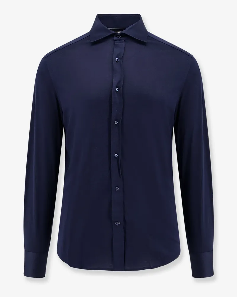 Brunello Cucinelli Silk and cotton blend shirt -  - gender_Man Blue