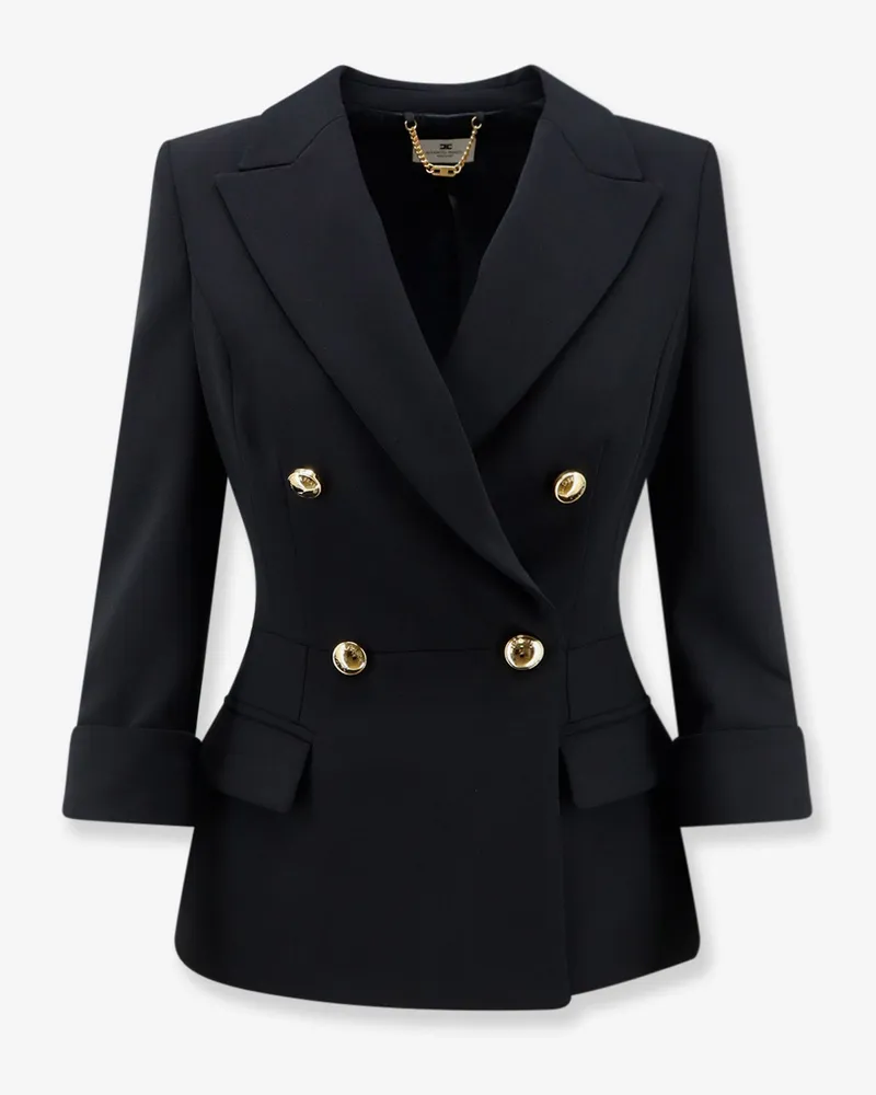 Elisabetta Franchi Stretch fabric blazer with logoed cufflinks -  - gender_Woman Black