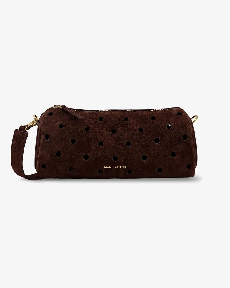 Manu Atelier Mini Cylinder suede crossbody bag -  - gender_Woman Brown