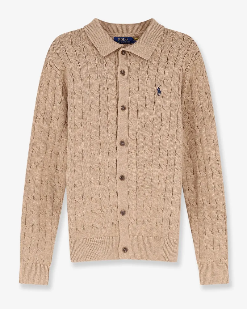 Ralph Lauren Cotton cardigan with braided knit -  - gender_Man Brown