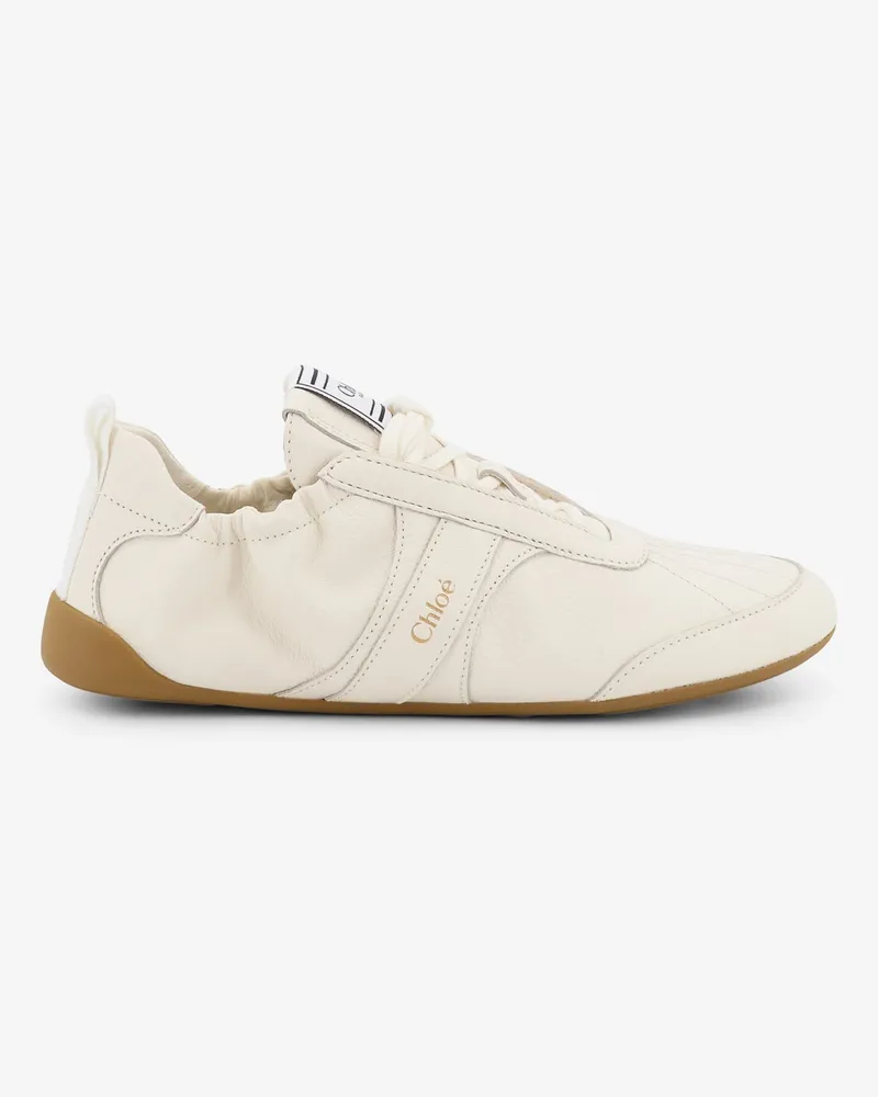 Chloé Kick leather sneakers with side logo -  - gender_Woman Beige