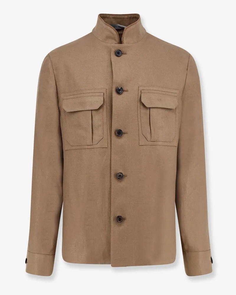 Corneliani Leather Jacket -  - gender_Man Brown