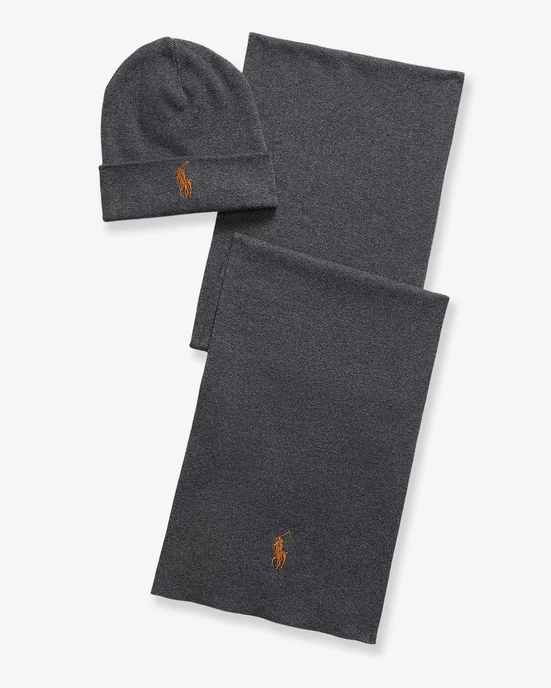 Ralph Lauren Cotton hat and scarf set -  - gender_Man Grey