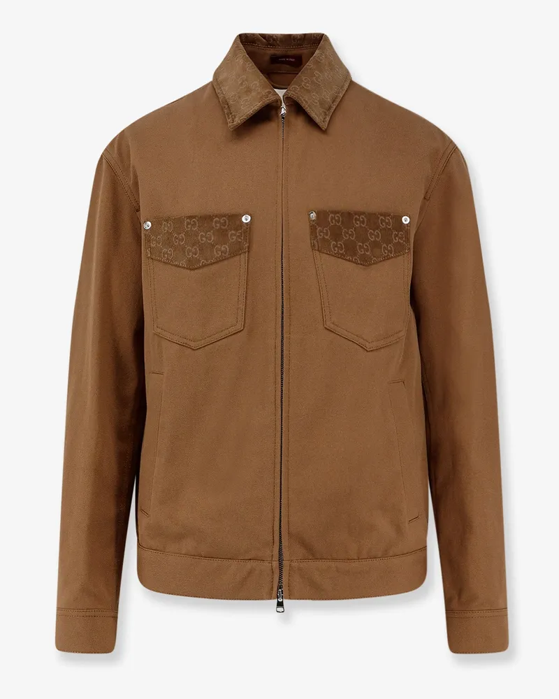 Gucci Canvas Jacket with GG details -  - gender_Man Brown