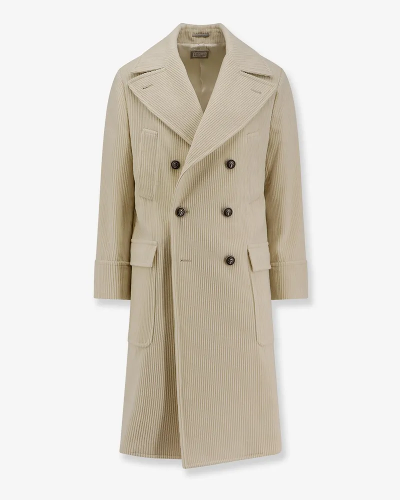 Brunello Cucinelli Ribbed cashmere coat -  - gender_Man White