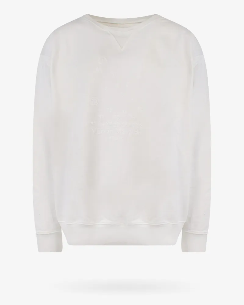 Maison Margiela Cotton sweatshirt with embroidered logo on the front -  - gender_Man White