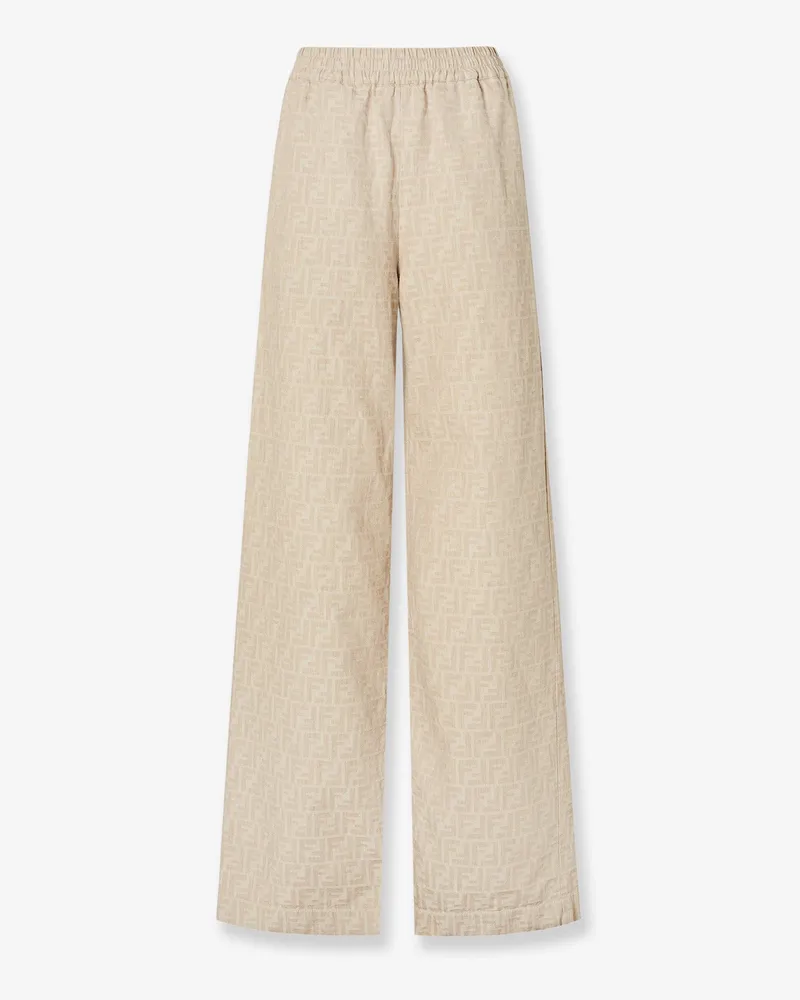 Fendi FF cotton and linen trousers -  - gender_Woman Beige