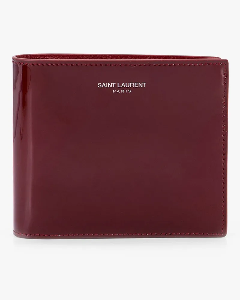 Saint Laurent Patent leather wallet with engraved logo on the front -  - gender_Man Red