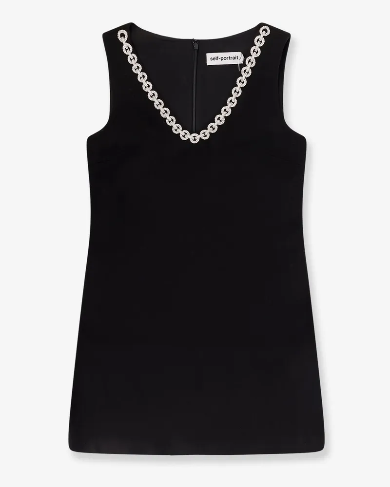 Self-Portrait Crepe mini dress with jewel trim -  - gender_Woman Black