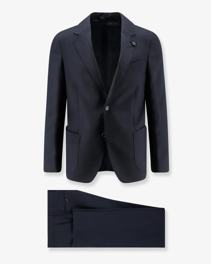 LARDINI Virgin wool suit with pinstripe pattern -  - gender_Man Blue