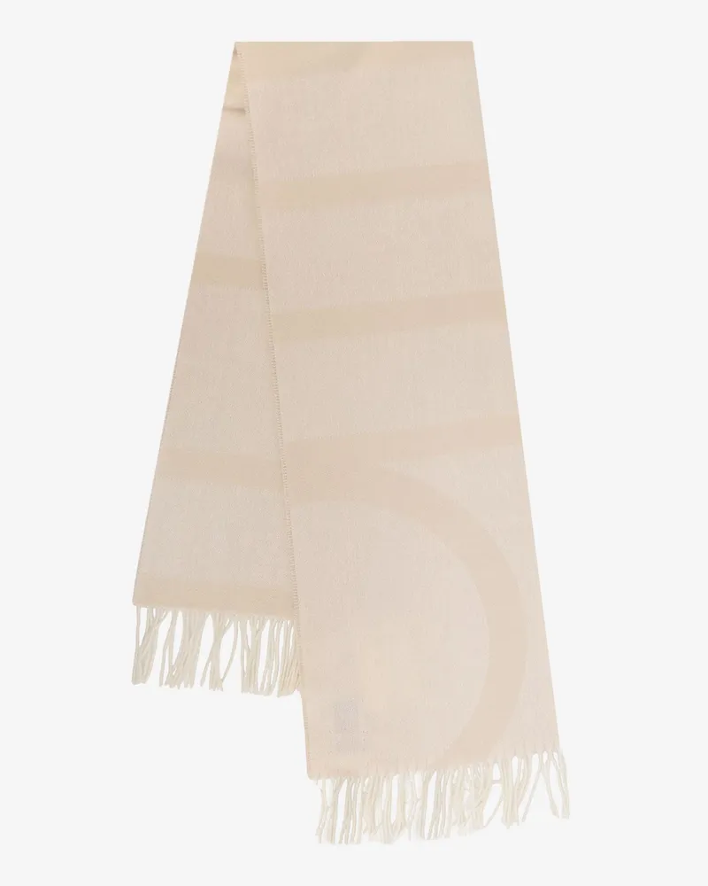 Totême Jacquard virgin wool scarf with logo monogram -  - gender_Woman White
