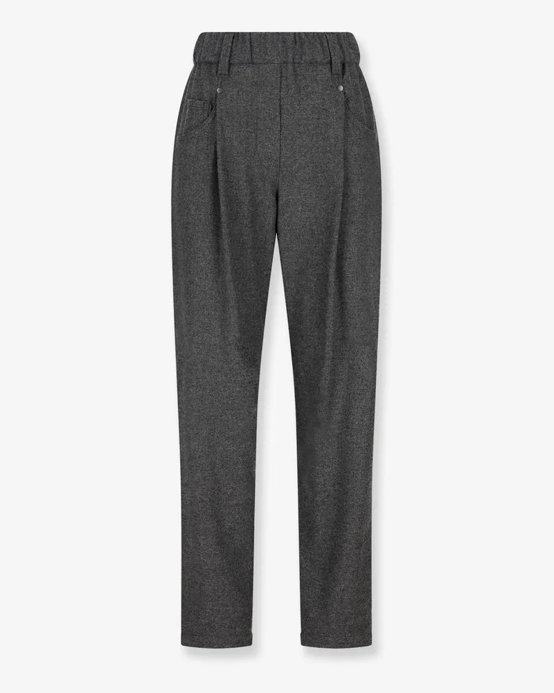 Brunello Cucinelli Baggy flannel trousers -  - gender_Woman Grey
