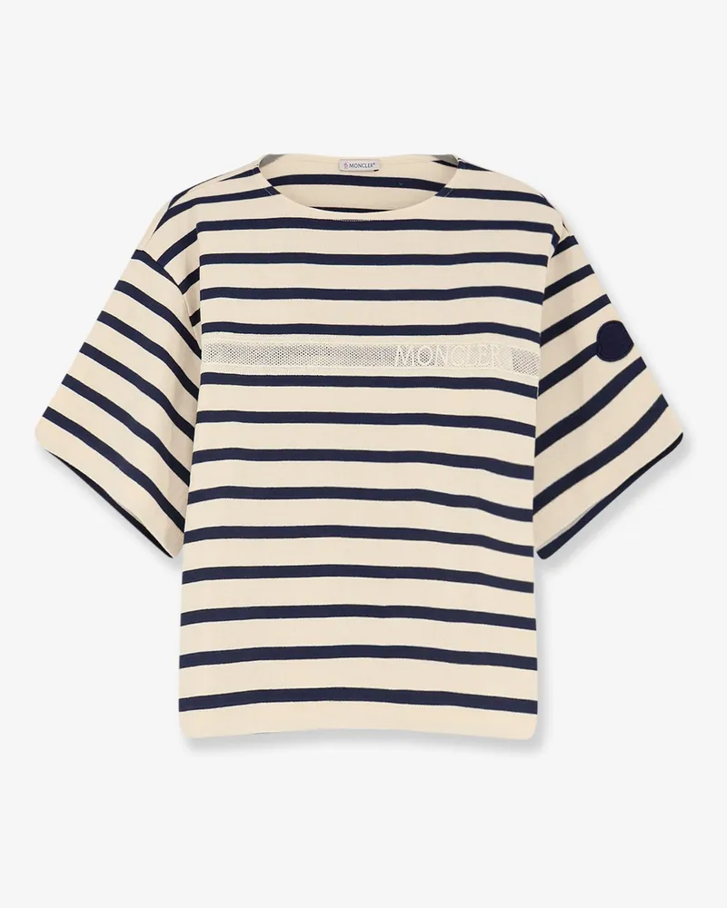 Moncler Cotton T-shirt with striped pattern -  - gender_Woman Beige