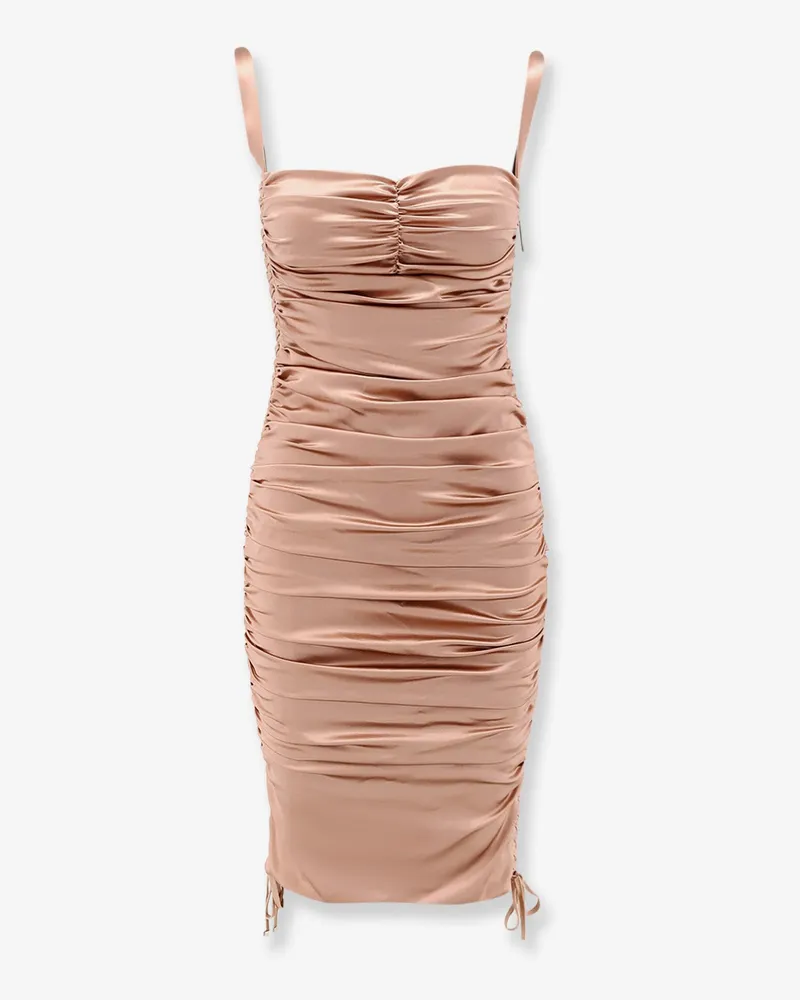 Dolce & Gabbana Stretch silk dress with lateral drawstring -  - gender_Woman Pink