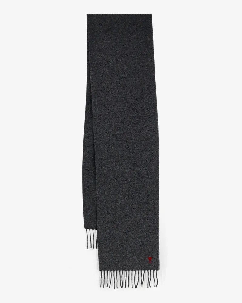 AMI Paris Wool scarf with Ami de Coeur embroidery -  - gender_Man Black