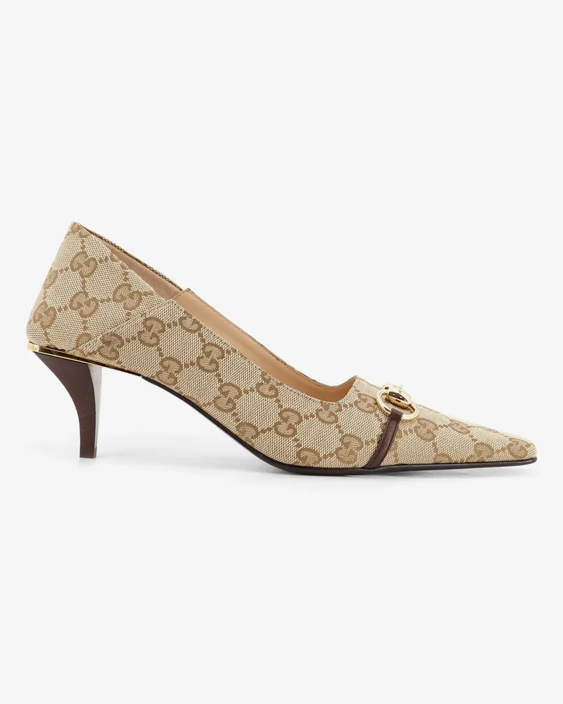 Gucci Vittoria GG fabric pumps with metal Horsebit -  - gender_Woman Beige