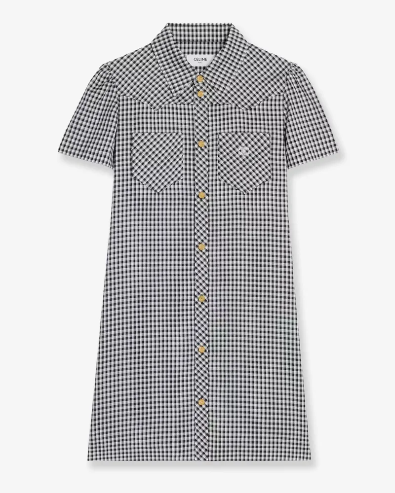 Celine Vichy silk mini chemisier dress -  - gender_Woman Black