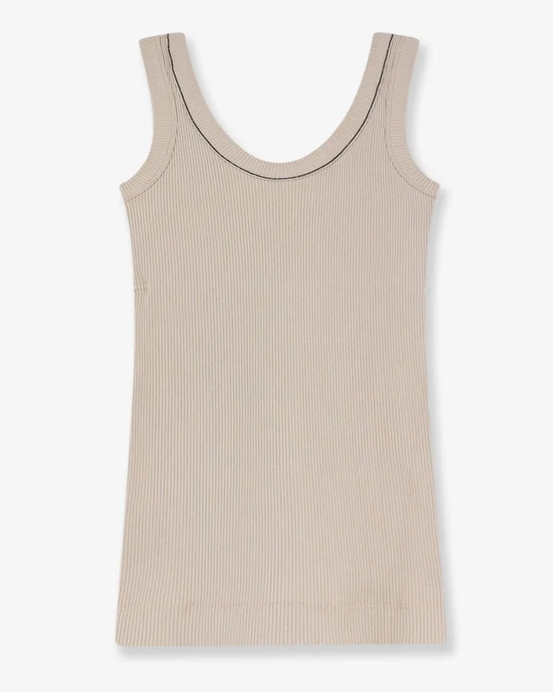 Brunello Cucinelli Stretch cotton tank top -  - gender_Woman Beige