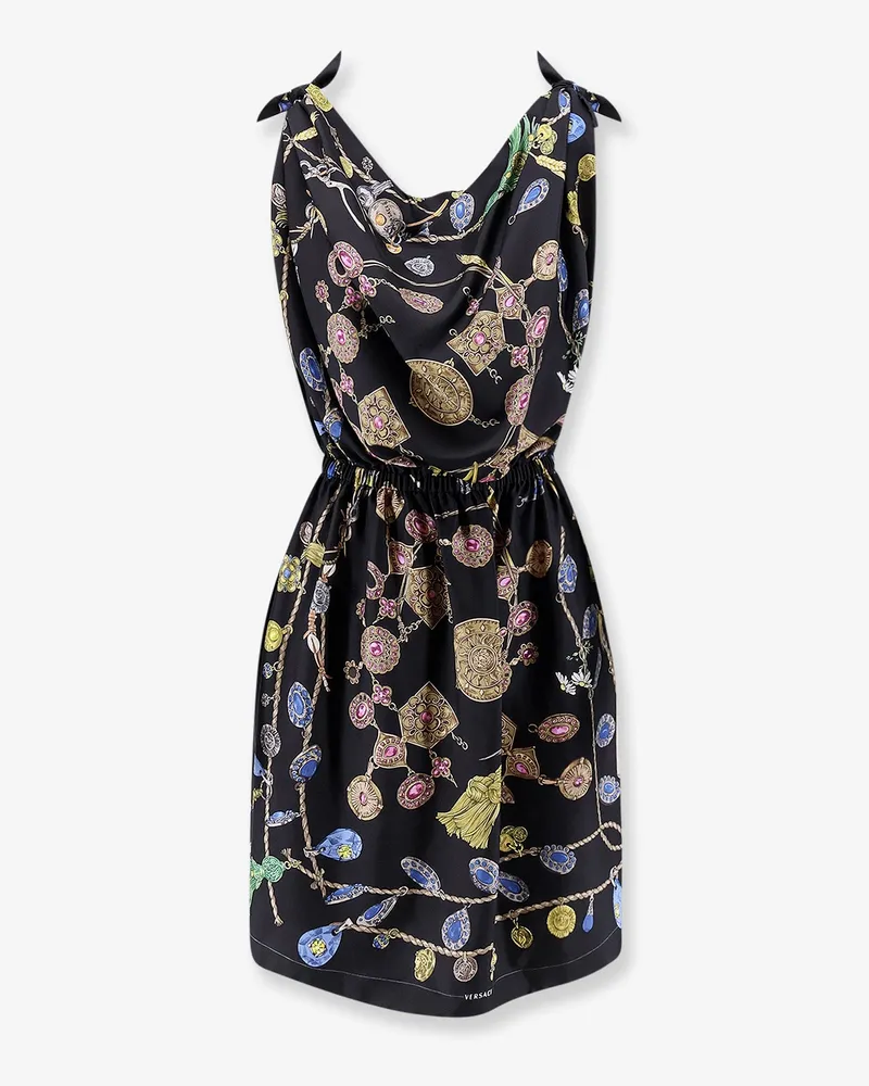 Versace Printed silk twill midi dress -  - gender_Woman Black
