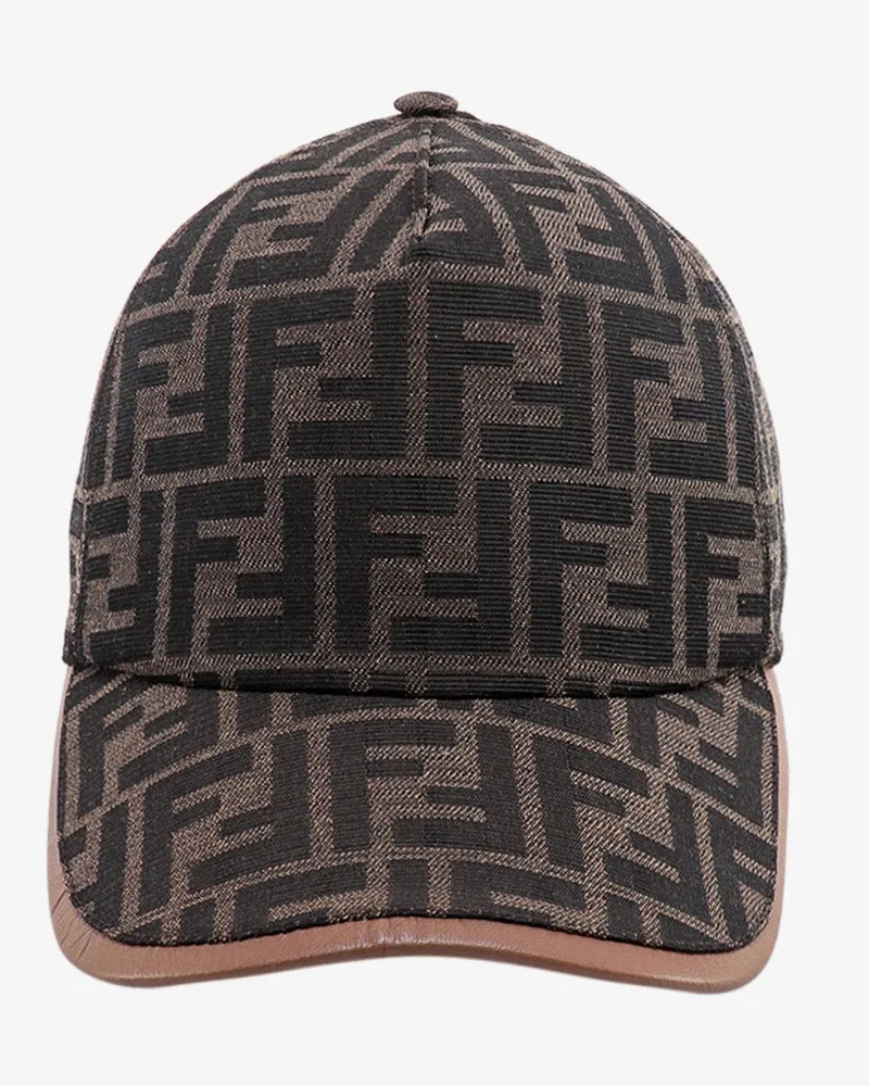 Fendi Cotton blend hat with ff motif -  - gender_Man Brown