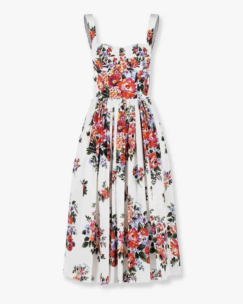 Dolce & Gabbana Cotton Midi dress with iconic print -  - gender_Woman White