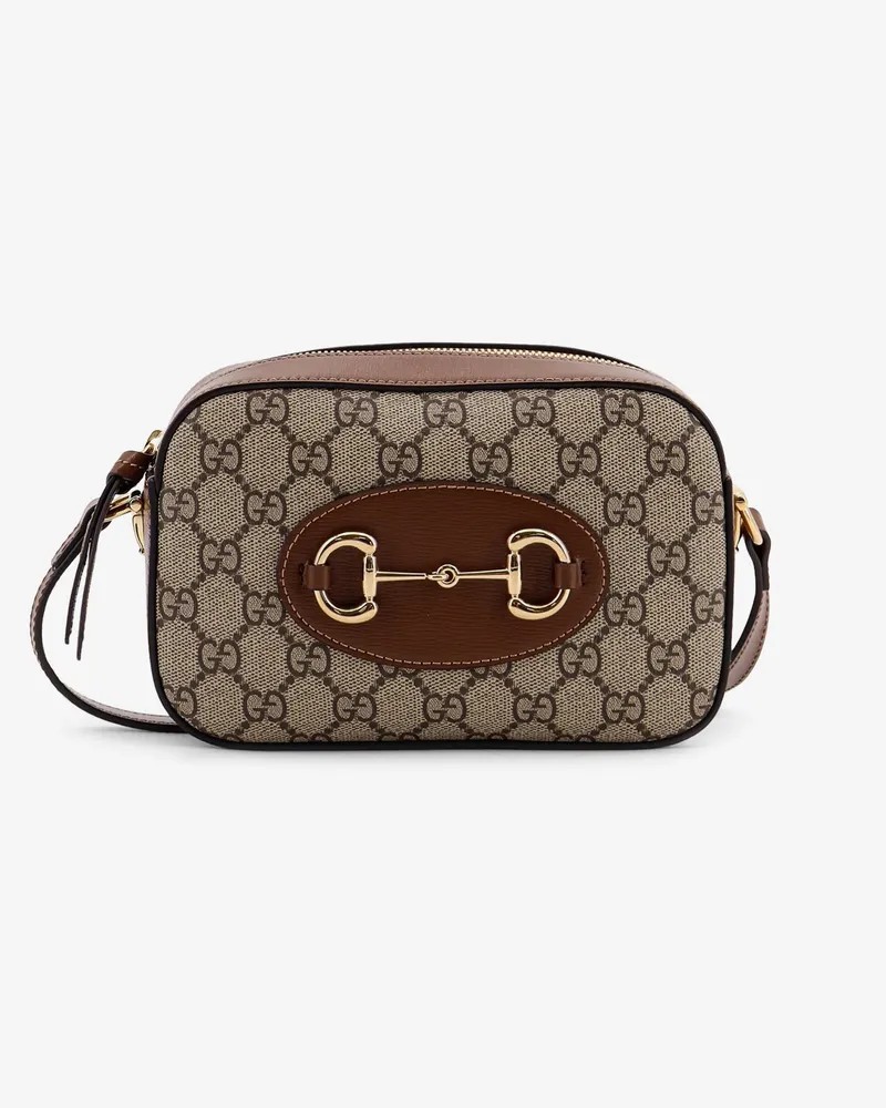 Gucci 1955 Horsebit GG Supreme Fabric and leather shoulder bag -  - gender_Woman Brown
