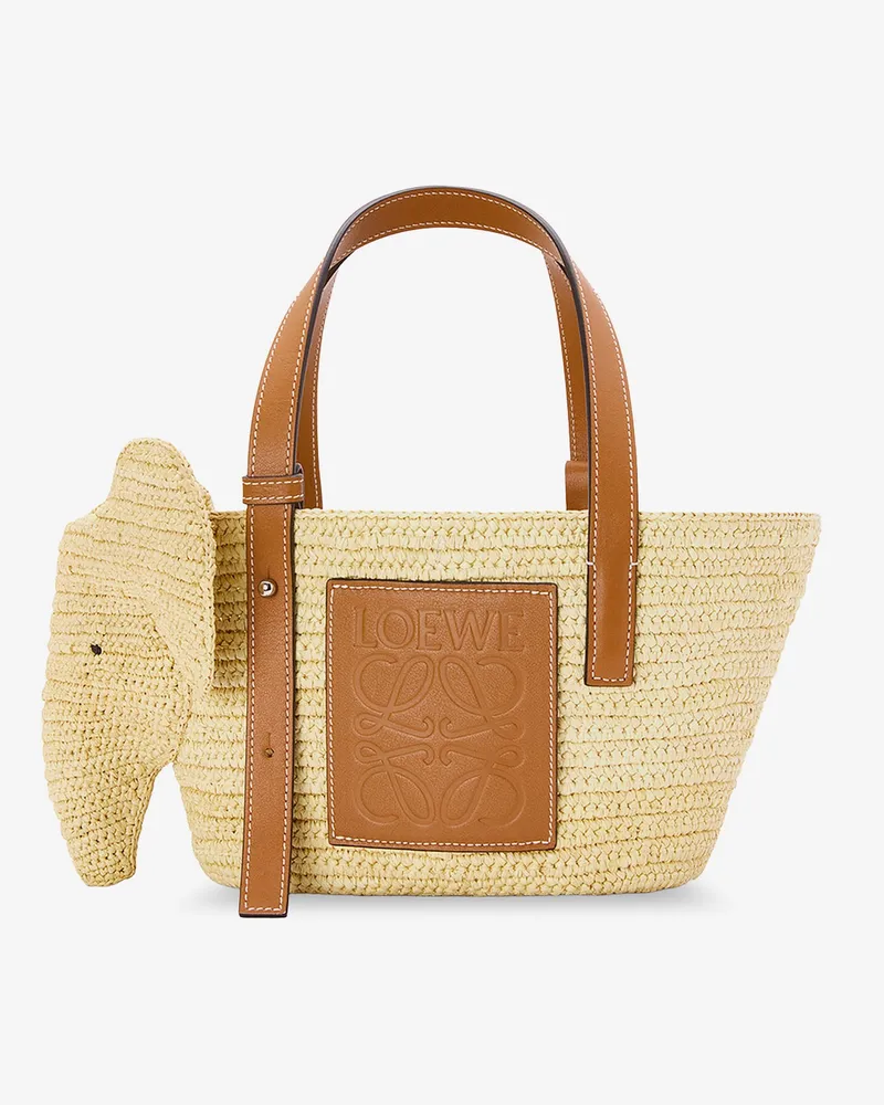 Loewe Elephan rafia and leather handbag -  - gender_Woman Beige