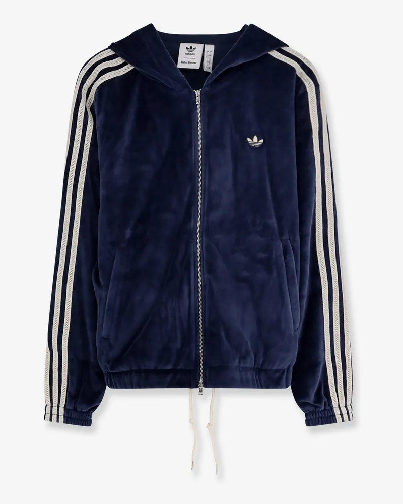 adidas Chenille sweatshirt with iconic side stripes -  - gender_Woman Blue