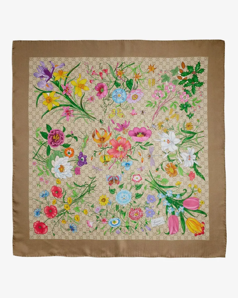 Gucci Silk scarf with Flora print -  - gender_Woman Beige