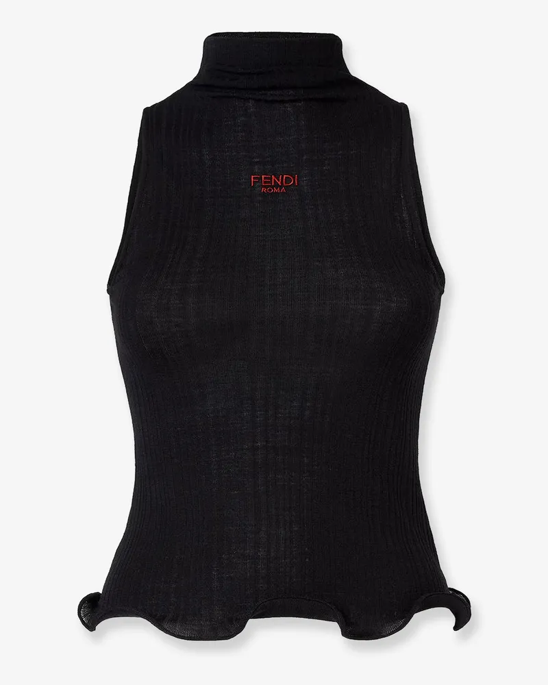 Fendi Ribbed virgin wool top -  - gender_Woman Black