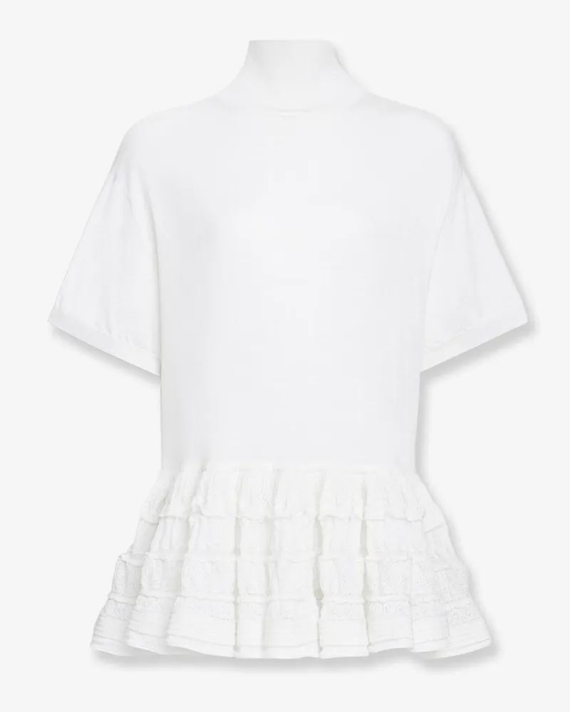 Alaïa Peplum virgin wool sweater -  - gender_Woman White